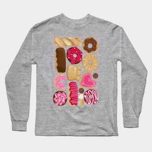 Donuts Party - yummy allover pattern design with sprinkles Long Sleeve T-Shirt